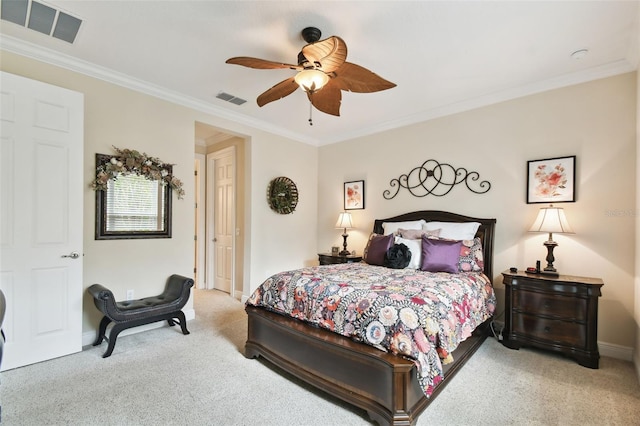 1703 Encinitas Way, Kissimmee, FL 34759 - bedroom featuring light colored carpet, ornamental molding, baseboards, and a ceiling fan