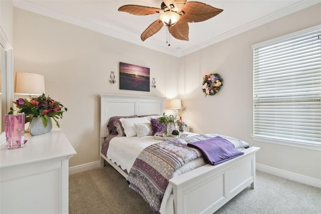 1703 Encinitas Way, Kissimmee, FL 34759 - bedroom featuring light carpet, baseboards, crown molding, and ceiling fan