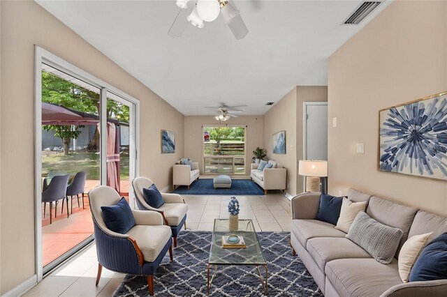 710 Carlton Ave, Lake Wales, FL 33853 - tiled living room featuring ceiling fan