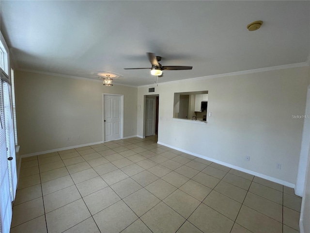 1020 Siena Park Blvd W Unit 304, Kissimmee, FL 34747 - spare room with light tile patterned floors, a ceiling fan, crown molding, and a smoke detector