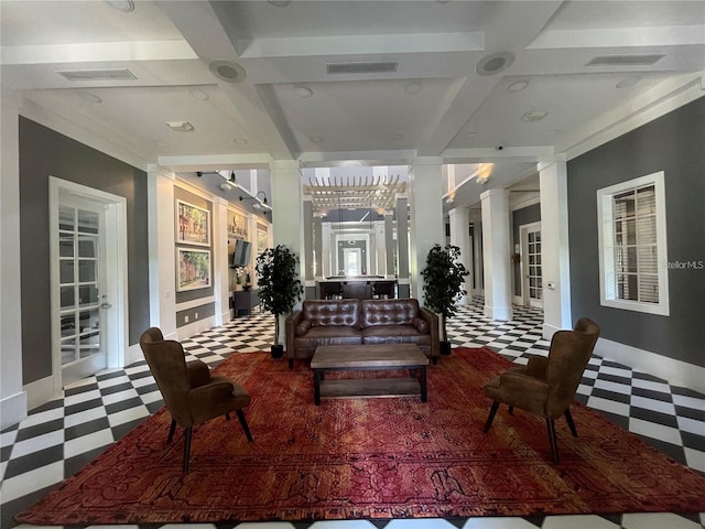 1020 Siena Park Blvd W Unit 304, Kissimmee, FL 34747 - common area featuring coffered ceiling and beam ceiling