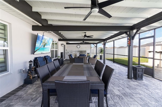 3211 Sweet Acres Pl, Saint Cloud, FL 34772 - view of patio featuring an outdoor hangout area, ceiling fan, and outdoor dining area