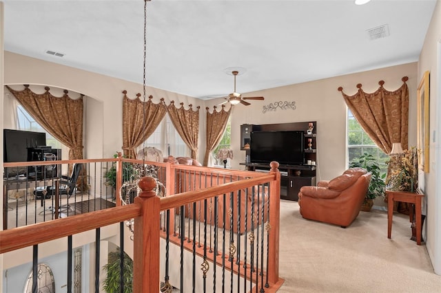 15037 Cedar Branch Way, Orlando, FL 32824 - living room with carpet floors and a ceiling fan