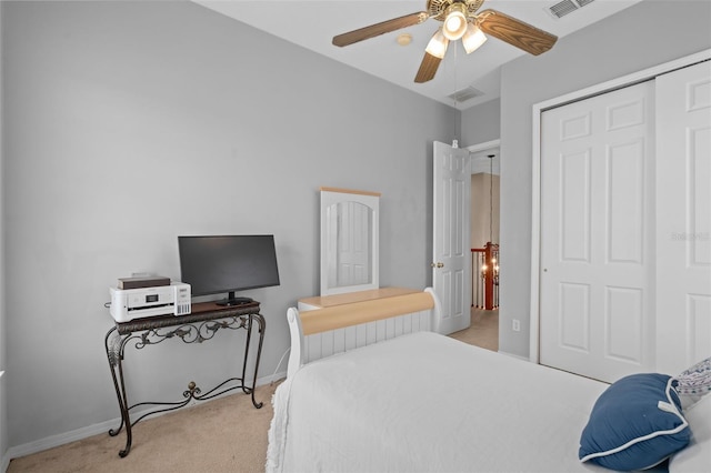 15037 Cedar Branch Way, Orlando, FL 32824 - carpeted bedroom featuring baseboards, a closet, and a ceiling fan