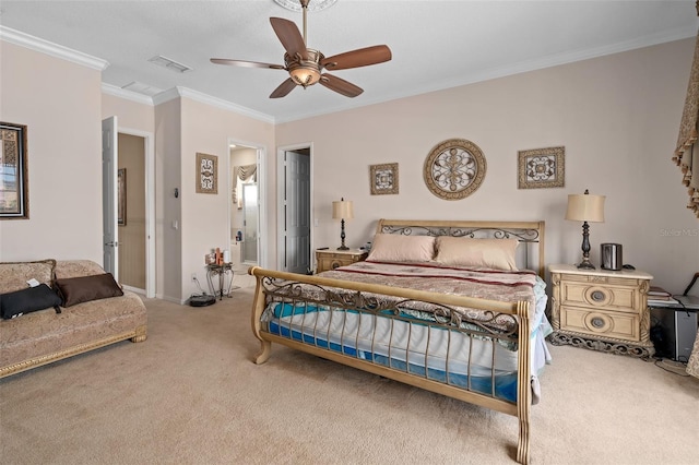 15037 Cedar Branch Way, Orlando, FL 32824 - carpeted bedroom featuring ornamental molding, a ceiling fan, and baseboards
