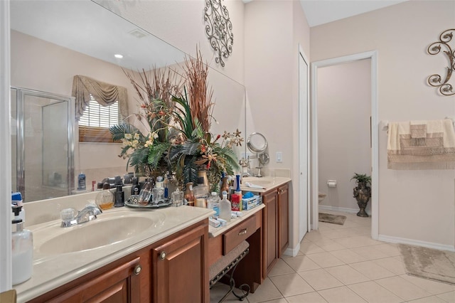 15037 Cedar Branch Way, Orlando, FL 32824 - full bathroom with vanity, a shower stall, toilet, and tile patterned flooring