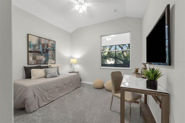 6479 Apple St, Saint Cloud, FL 34771 - carpeted bedroom with vaulted ceiling, baseboards, and a ceiling fan