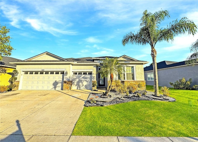 2164 Crosston Cir, Orlando, FL 32824 - ranch-style home featuring stucco siding, a front yard, an attached garage, and concrete driveway