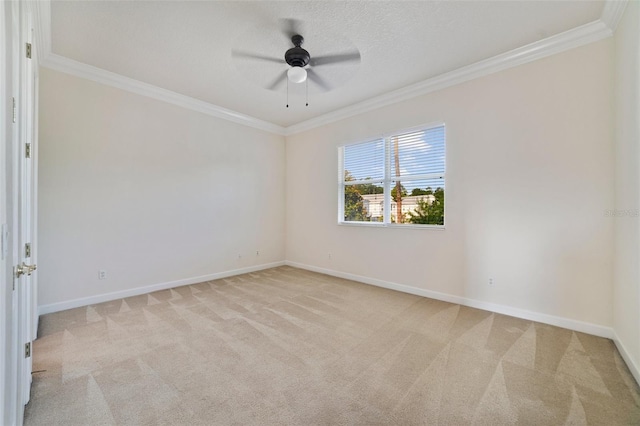 7740 Linkside Loop, Reunion, FL 34747 - unfurnished room featuring crown molding, baseboards, light colored carpet, and ceiling fan