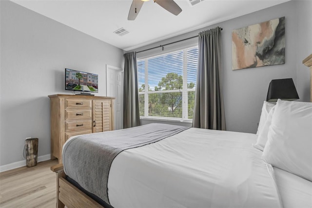 5038 Tideview Cir Unit 21, Orlando, FL 32819 - bedroom with light wood-style flooring, ceiling fan, and baseboards