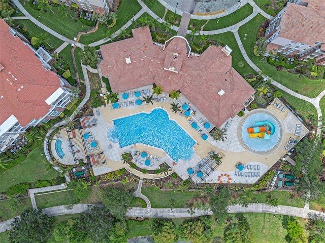 5038 Tideview Cir Unit 21, Orlando, FL 32819 - aerial view of property and surrounding area featuring a pool