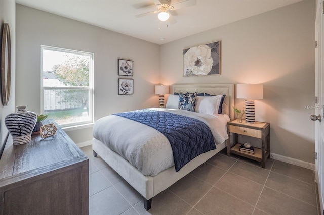 246 Cheshire Ct, Kissimmee, FL 34758 - tiled bedroom featuring baseboards and ceiling fan