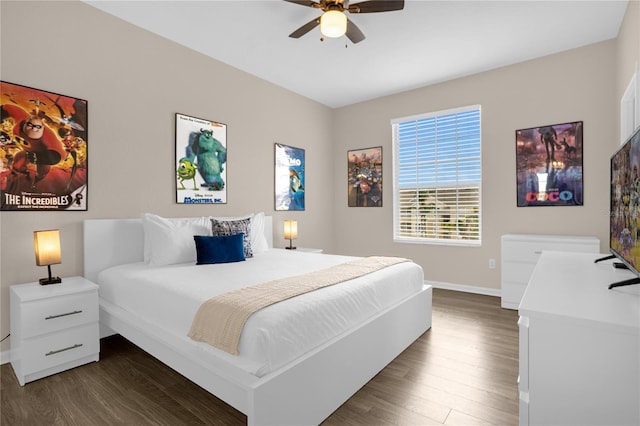 2307 Silver Palm Dr Unit 304, Kissimmee, FL 34747 - bedroom featuring dark wood-type flooring, baseboards, and ceiling fan