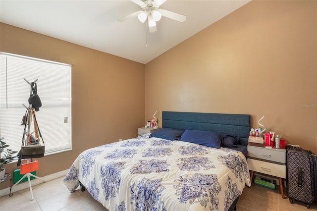 2912 Lazlo Ln, Orlando, FL 32837 - bedroom featuring lofted ceiling, tile patterned floors, and ceiling fan