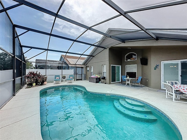 1364 Rebecca Dr, Haines City, FL 33844 - view of pool with a patio area and glass enclosure