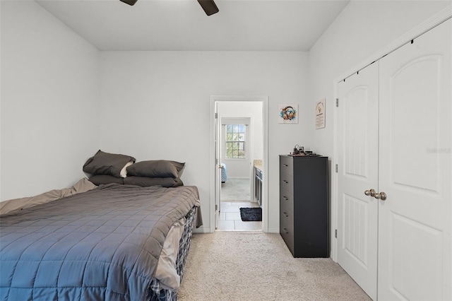 1951 Partin Terrace Rd, Kissimmee, FL 34744 - bedroom with carpet flooring, a ceiling fan, and a closet