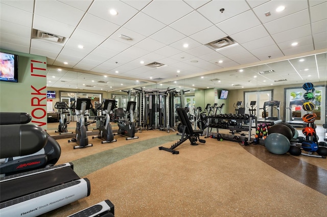 7616 Brookhurst Ln, Kissimmee, FL 34747 - workout area with a paneled ceiling