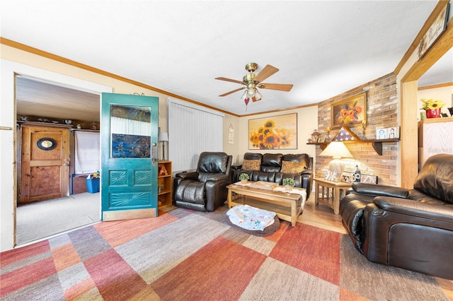 517 Carolina Ave, Saint Cloud, FL 34769 - living area featuring ornamental molding and a ceiling fan