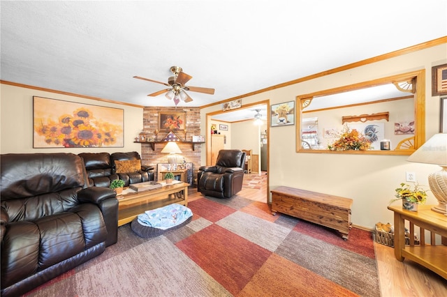 517 Carolina Ave, Saint Cloud, FL 34769 - living area with a ceiling fan, crown molding, and baseboards