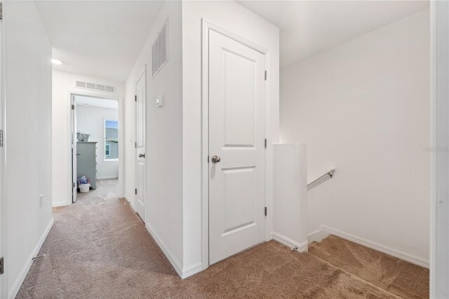 955 Grandin St, Davenport, FL 33837 - hallway with light colored carpet, an upstairs landing, and baseboards