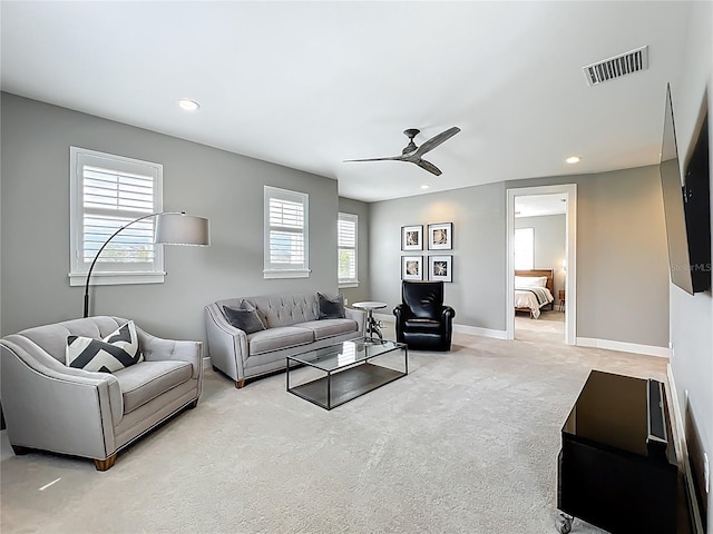 960 Civitas Way, Winter Garden, FL 34787 - carpeted living area featuring a ceiling fan, recessed lighting, and baseboards