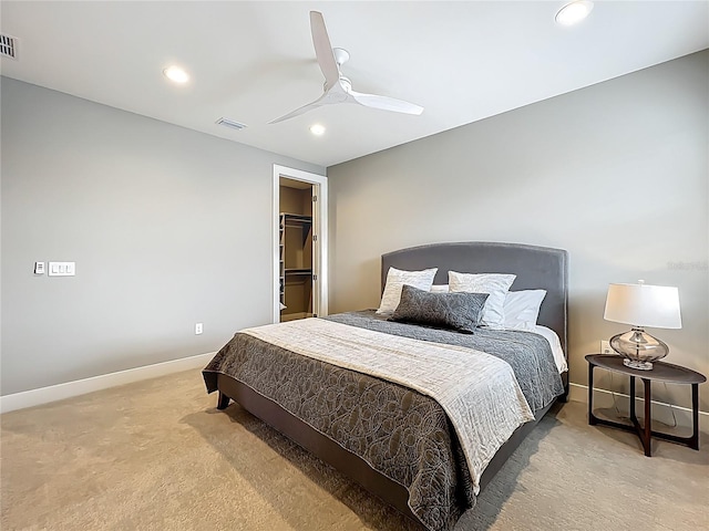 960 Civitas Way, Winter Garden, FL 34787 - bedroom featuring light carpet, recessed lighting, baseboards, a spacious closet, and ceiling fan