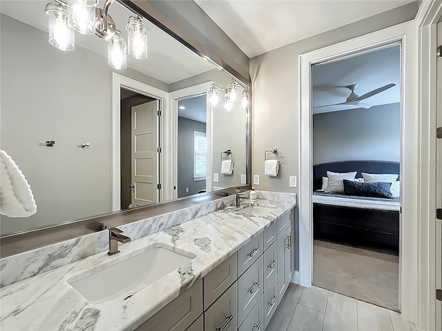 960 Civitas Way, Winter Garden, FL 34787 - bathroom featuring connected bathroom, double vanity, and a ceiling fan