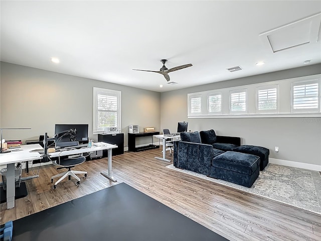 960 Civitas Way, Winter Garden, FL 34787 - office area featuring wood finished floors, ceiling fan, baseboards, and recessed lighting