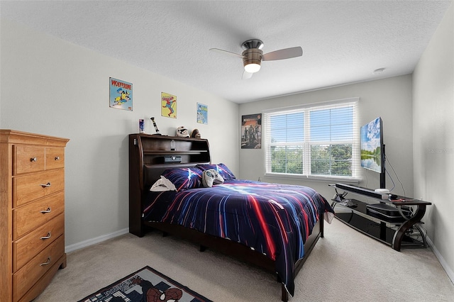 3420 Middlebrook Pl, Harmony, FL 34773 - bedroom with light carpet, a textured ceiling, and a ceiling fan