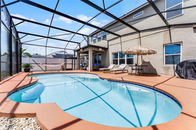 3420 Middlebrook Pl, Harmony, FL 34773 - view of swimming pool featuring a patio area, area for grilling, and a lanai
