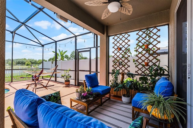 3420 Middlebrook Pl, Harmony, FL 34773 - view of patio featuring a ceiling fan and a lanai