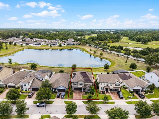 3420 Middlebrook Pl, Harmony, FL 34773 - aerial view of residential area with property parcel outlined and a large body of water