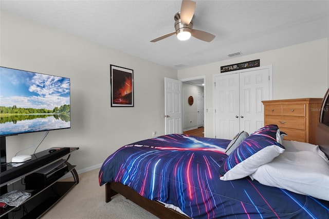 3420 Middlebrook Pl, Harmony, FL 34773 - bedroom with carpet flooring, a closet, and ceiling fan