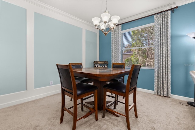 3606 Solana Cir, Clermont, FL 34711 - dining space featuring crown molding, a chandelier, and light carpet