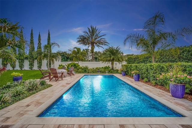 10836 Royal Cypress Way, Orlando, FL 32836 - pool at dusk with a patio and a fenced backyard