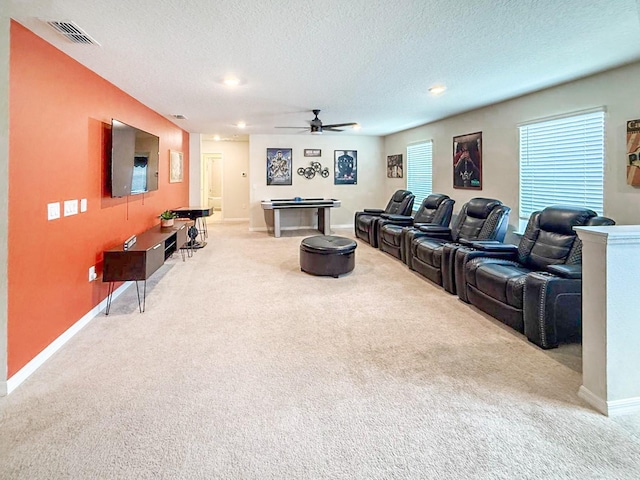 1876 Summer Dr, Davenport, FL 33897 - carpeted cinema room with a ceiling fan, baseboards, a textured ceiling, and recessed lighting