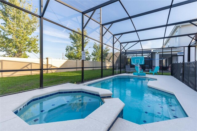 2623 Calistoga Ave, Kissimmee, FL 34741 - view of pool with a lanai, a pool with connected hot tub, and a patio area