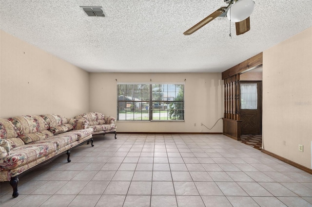 4307 Oak Ct, Saint Cloud, FL 34769 - living area featuring a textured ceiling and a ceiling fan