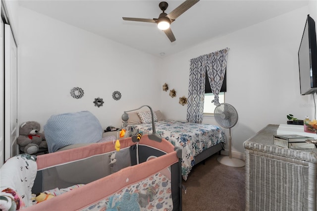 6651 Syreeta Ln, Harmony, FL 34773 - bedroom with carpet, a ceiling fan, and baseboards