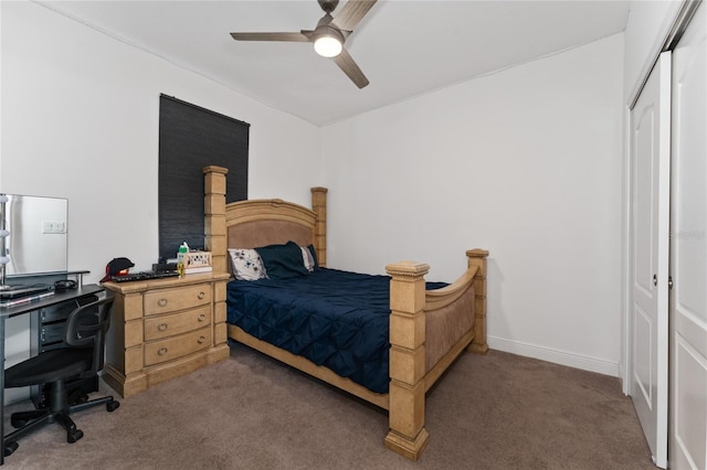 6651 Syreeta Ln, Harmony, FL 34773 - carpeted bedroom with a closet, a ceiling fan, and a desk