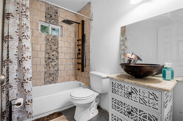 5381 Avocado Ave, Cocoa, FL 32926 - full bathroom featuring shower / bathtub combination with curtain, toilet, and vanity