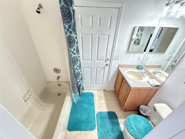 324 Palermo St, Davenport, FL 33897 - full bathroom featuring tile patterned floors, vanity, shower / bath combination with curtain, and a textured wall
