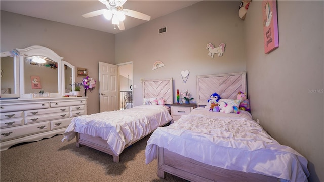 2851 Granada Blvd, Kissimmee, FL 34746 - carpeted bedroom with a ceiling fan and high vaulted ceiling