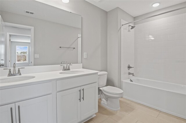 555 Summit River Dr, Apopka, FL 32712 - bathroom with toilet, double vanity, bathing tub / shower combination, and tile patterned flooring