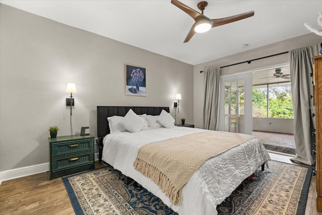 736 Forest Glen Ct, Maitland, FL 32751 - bedroom featuring access to outside, wood finished floors, and ceiling fan