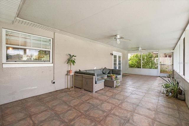 736 Forest Glen Ct, Maitland, FL 32751 - sunroom / solarium featuring french doors, ceiling fan, and an outdoor hangout area