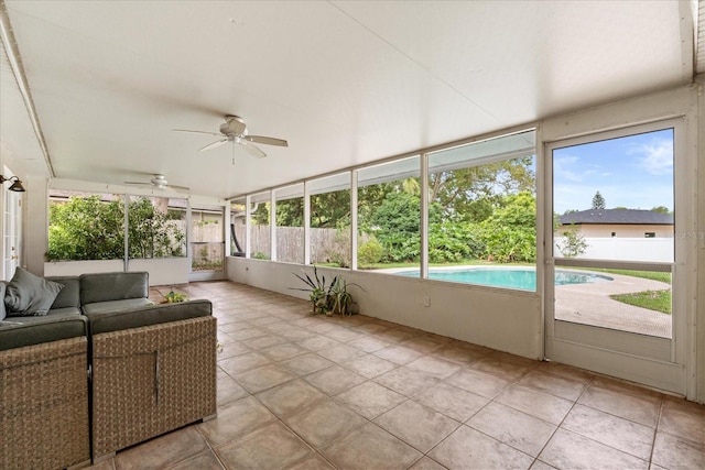 736 Forest Glen Ct, Maitland, FL 32751 - sunroom featuring a ceiling fan and an outdoor living space