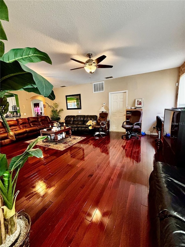4368 Fox Glen Loop, Kissimmee, FL 34746 - living area with hardwood / wood-style flooring, a ceiling fan, and an office area