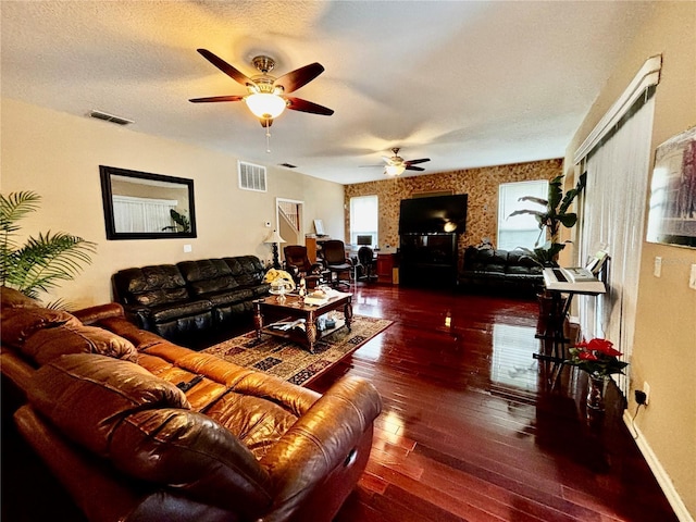 4368 Fox Glen Loop, Kissimmee, FL 34746 - living room featuring ceiling fan, hardwood / wood-style flooring, and baseboards