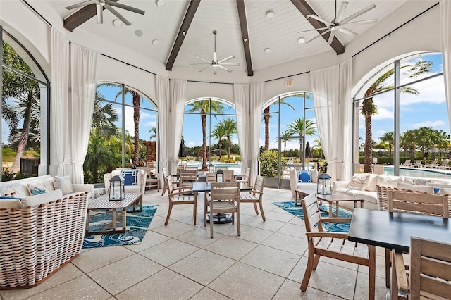1598 Whitewood Ct, Kissimmee, FL 34747 - view of patio with a ceiling fan, an outdoor pool, and outdoor dining space